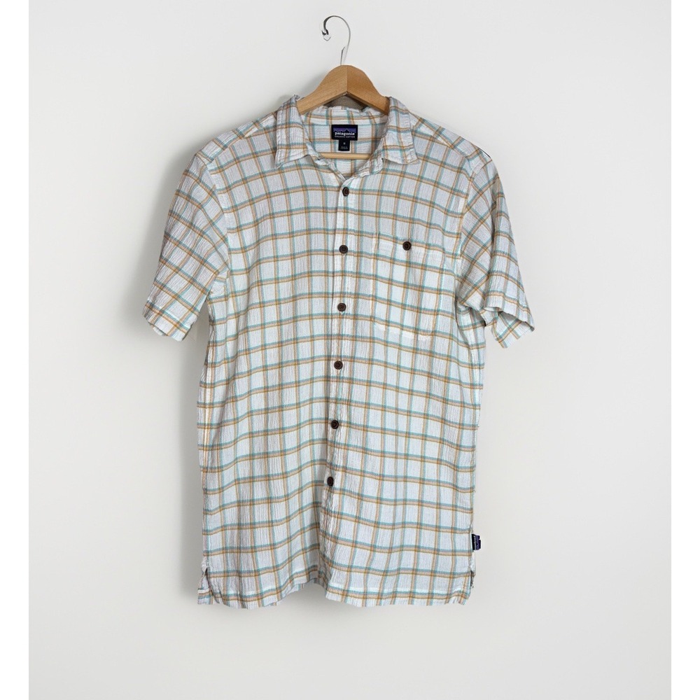 Patagonia Men's Size M Organic Cotton Plaid Short Sleeve Button Down Shirt